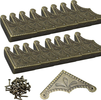 24 Protectores Esquinas Metal Bronce 2.2x2.2pulg Muebles
