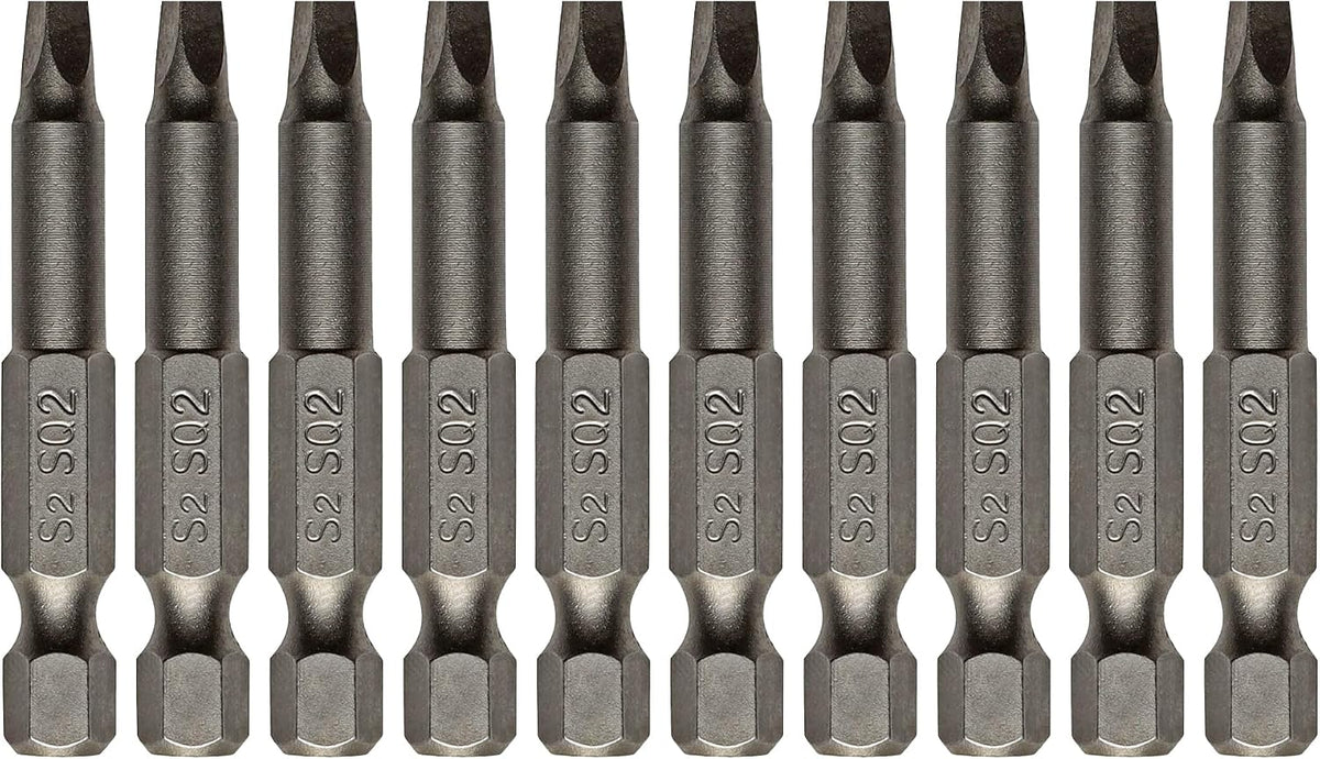 Set 10 Pzas Puntas Destornillador SQ2 1/4pulg Acero S2 Imán