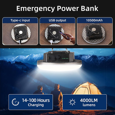 Luz recargable 12000mAh 45W 4000lúmenes IPX5 impermeable portátil