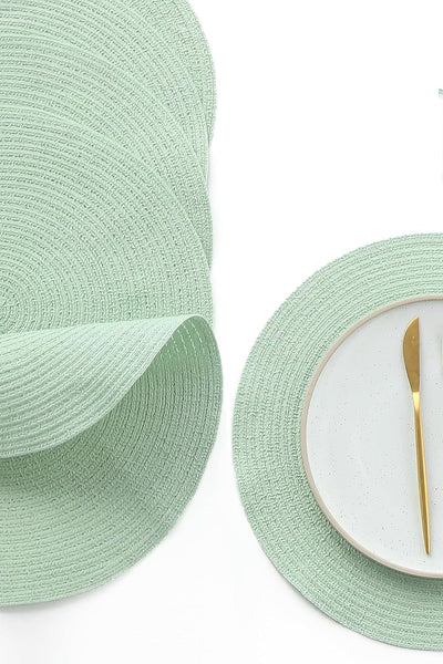 Set 4 manteles redondos 15pulg algodón poliéster color verde