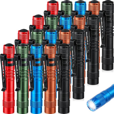 20 Linternas LED Mini con Clip Negro Marrón Verde Rojo Azul
