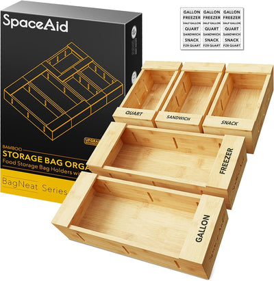 Organiz. cajón cocina bambú comp 1gal 1/4gal y más 5 Pzas