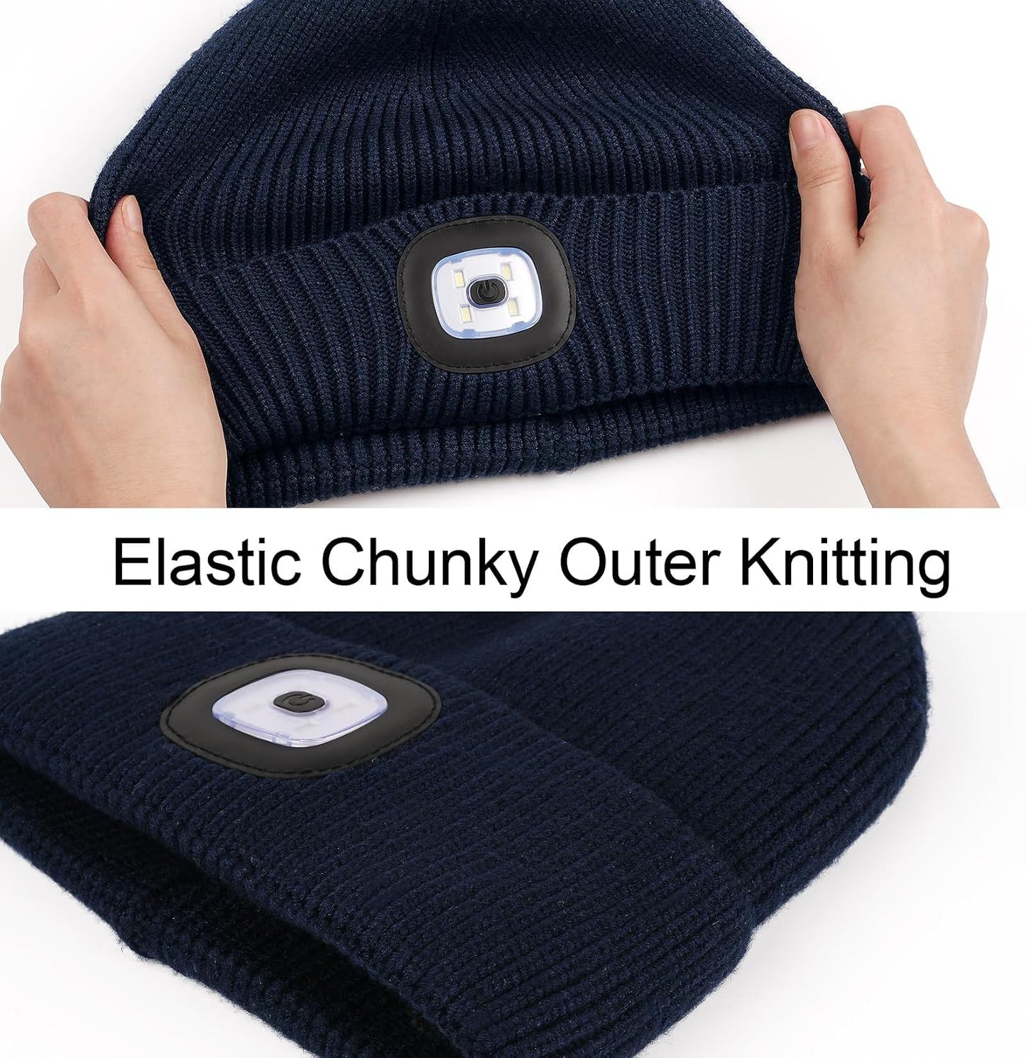Gorro invierno con forro polar led recargable usb para hombres