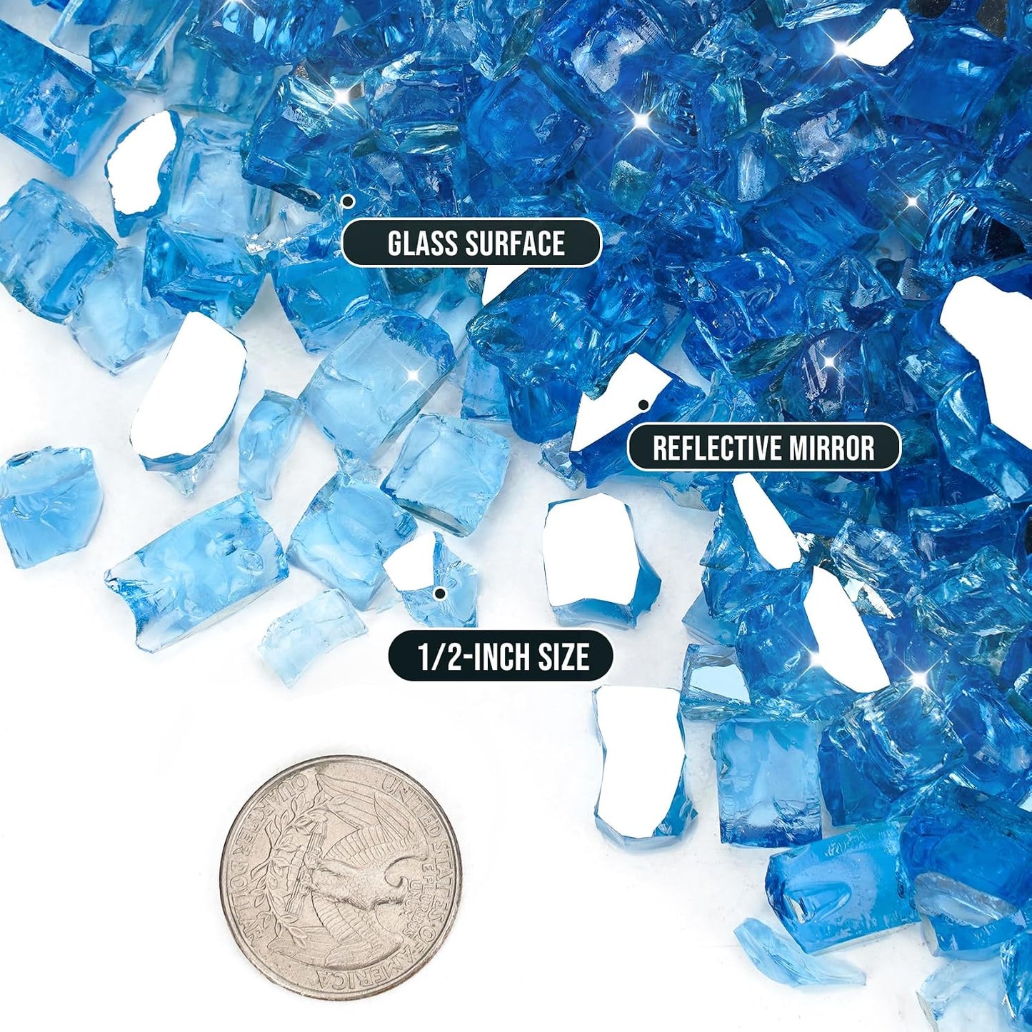 Vidrio fuego 10lb reflectante azul 1/2"