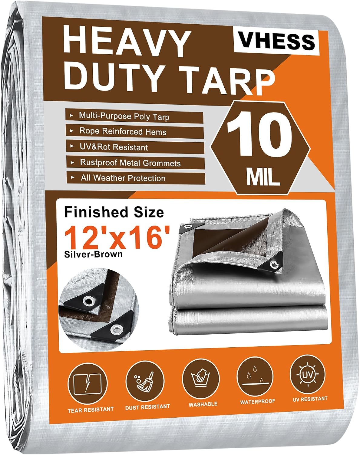 Lona impermeable 12x16ft resistente UV para techo campamento