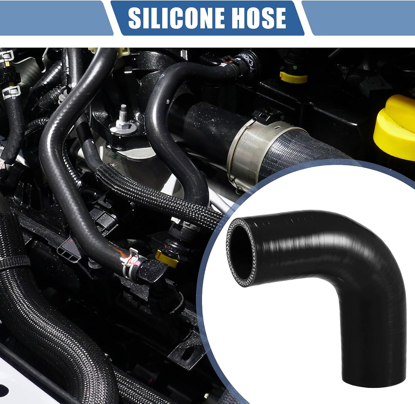 Manguera silicona universal 1.38x3.54pulg 90 grados negro