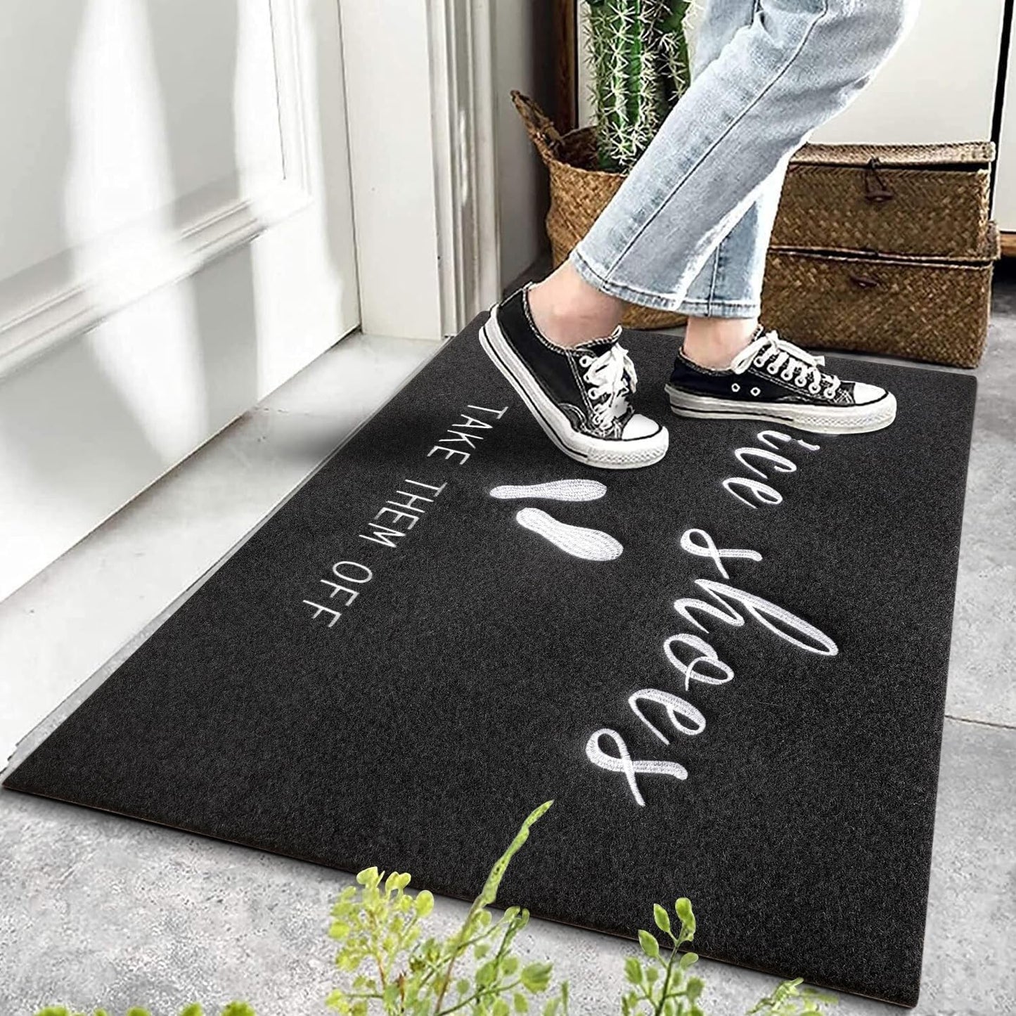 Tapete Bienvenida Antiderrap 36x24pulg para Puerta Entrada