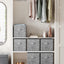 6 Pzas Cubos Almacenamiento Plegables 13" Asas Dobles Gris
