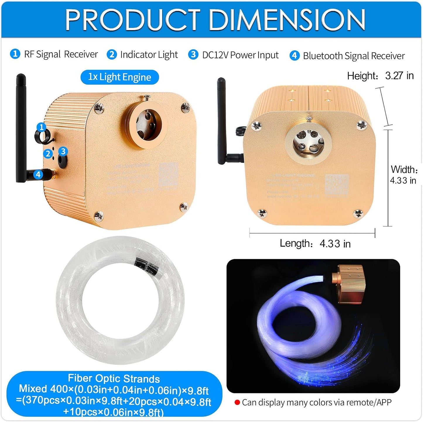 Kit techo luces fibra optica parpadeantes 16W control APP