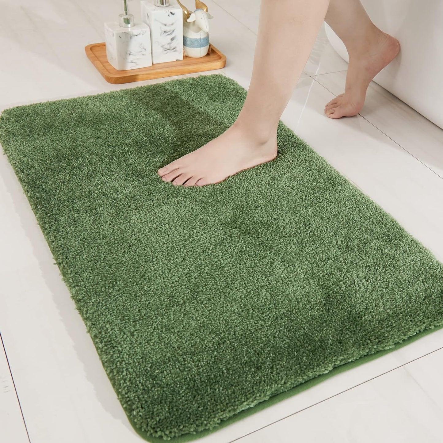 Alfombras baño antideslizantes micro poliéster verde