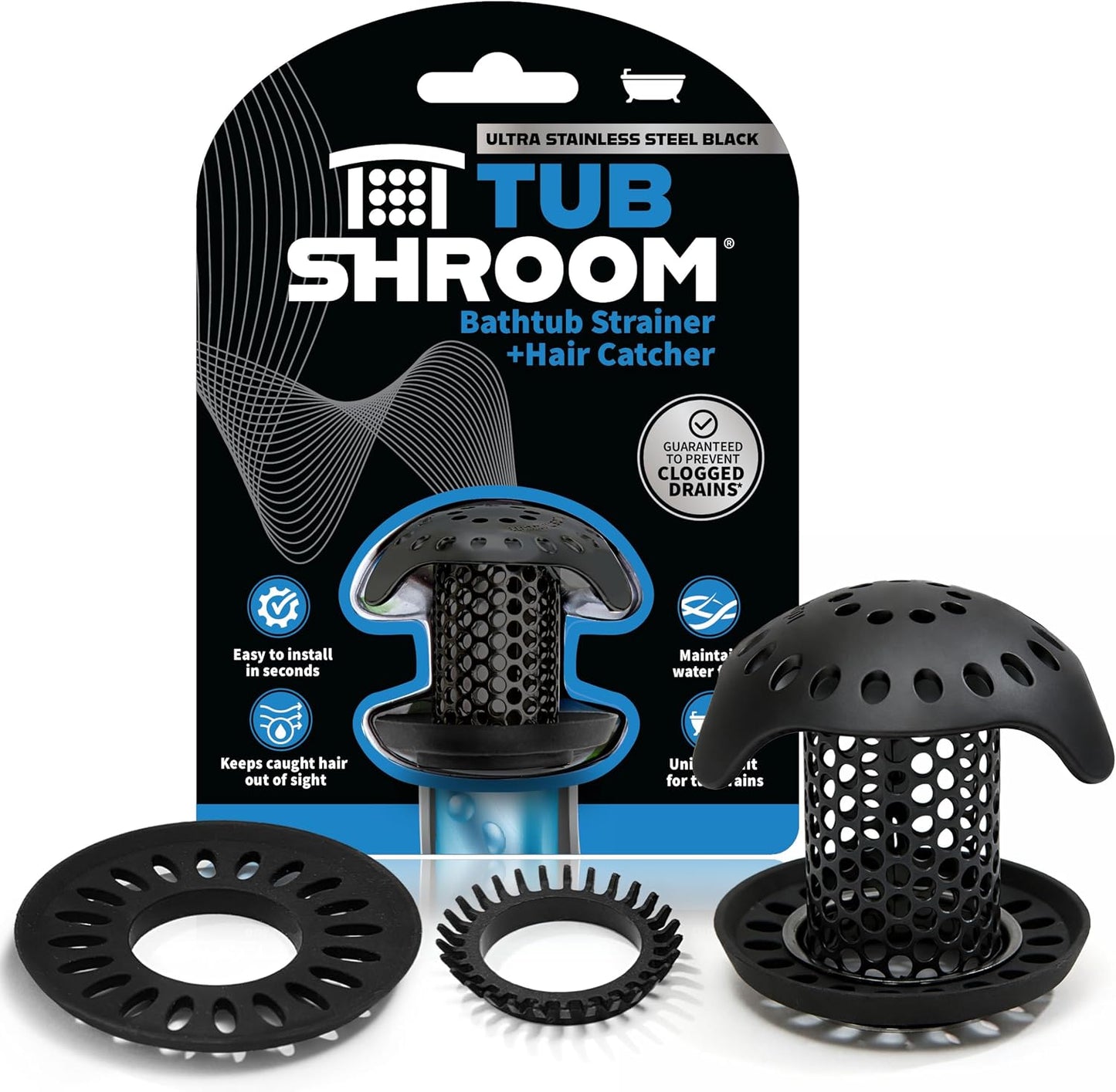 Protector drenaje acero inox colador baño ducha negro mate