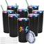 8 Vases Acero Inox Aislados 20oz con Tapa y Popote