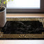 Alfombra abstracta 2x3ft borde mármol negro y dorado