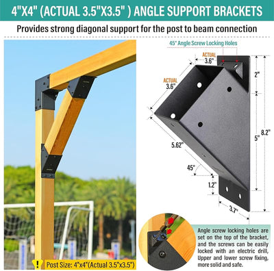 2 Soportes ángulo 45° para madera 4x4 Pergola
