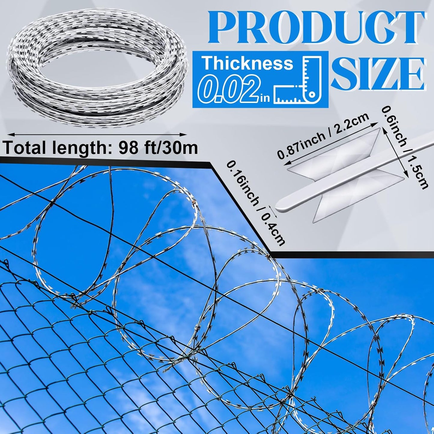 Cerca alambre púas acero galvanizado 98ft con guantes jardín