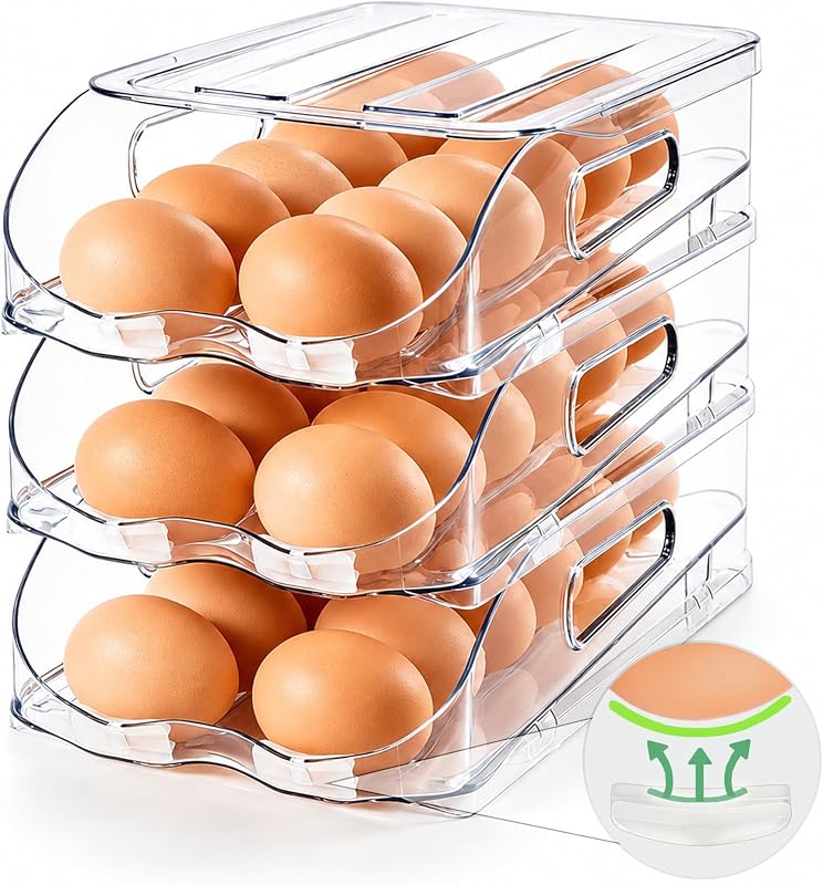 Soporte huevos nevera con asa apilable BPA-free