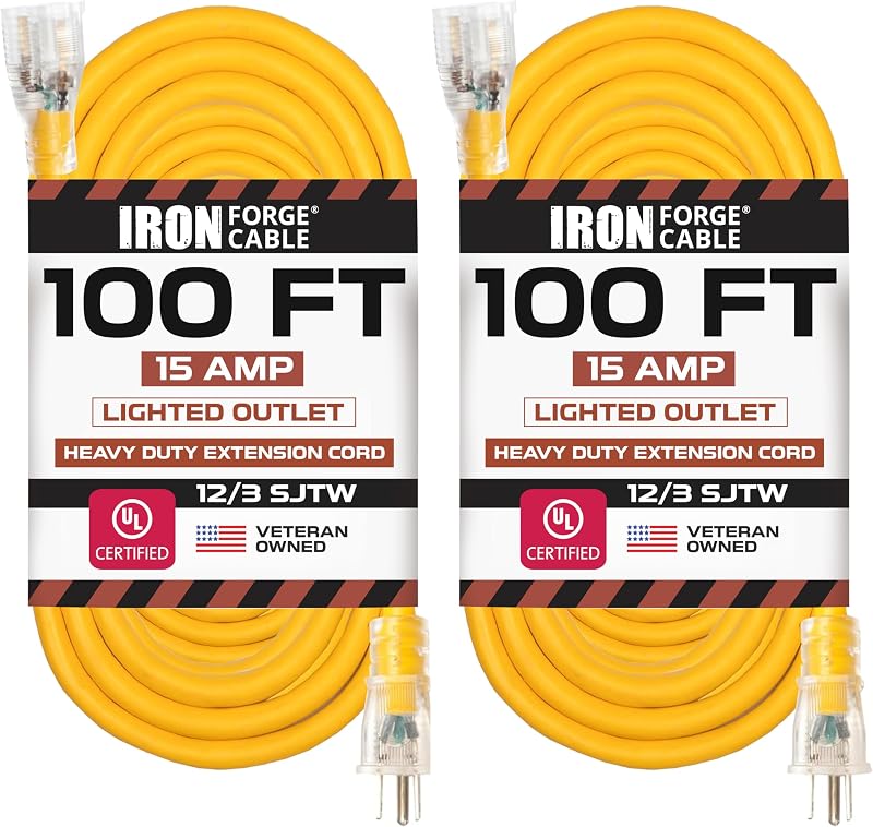 Cable extensión exterior 100pies 12/3 SJTW enchufe 3