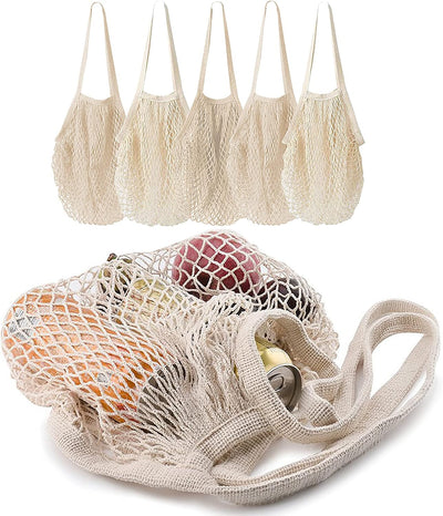 5 Pzas Bolsas Compras Algodón Reutilizables