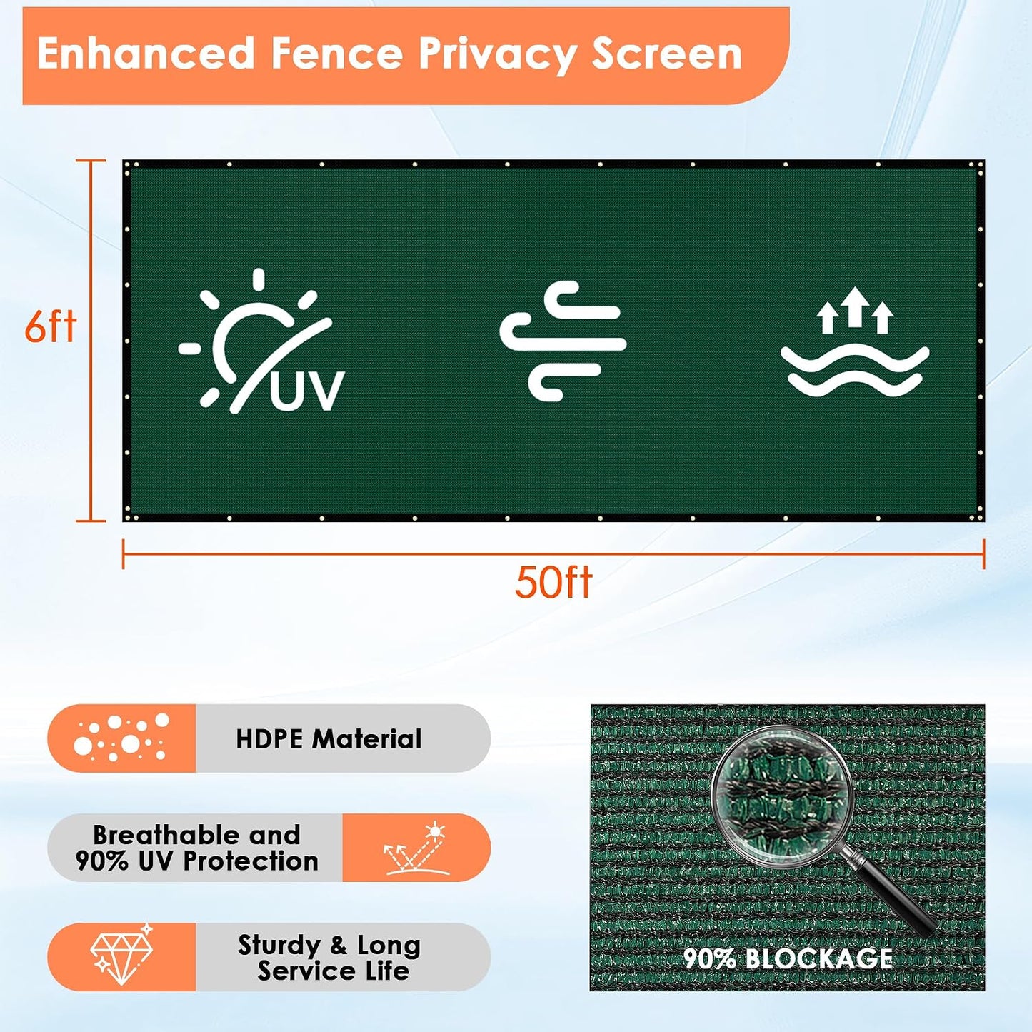Valla privacidad 6x50pies paneles jardín malla viento