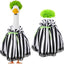 Disfraz ganso Halloween capa rayas blancas y negras gorro verde