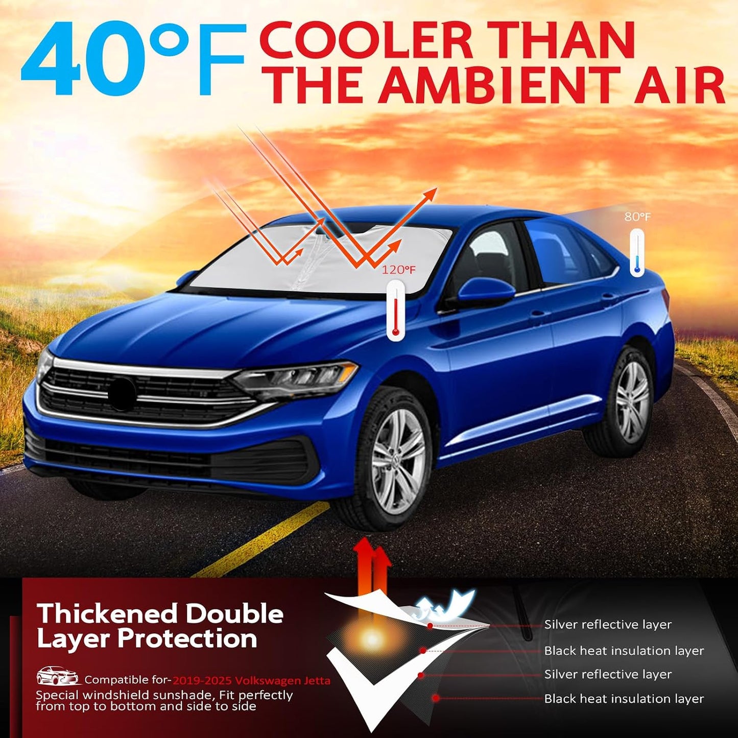 Parasol parabrisas VW Jetta 19-26 plegable