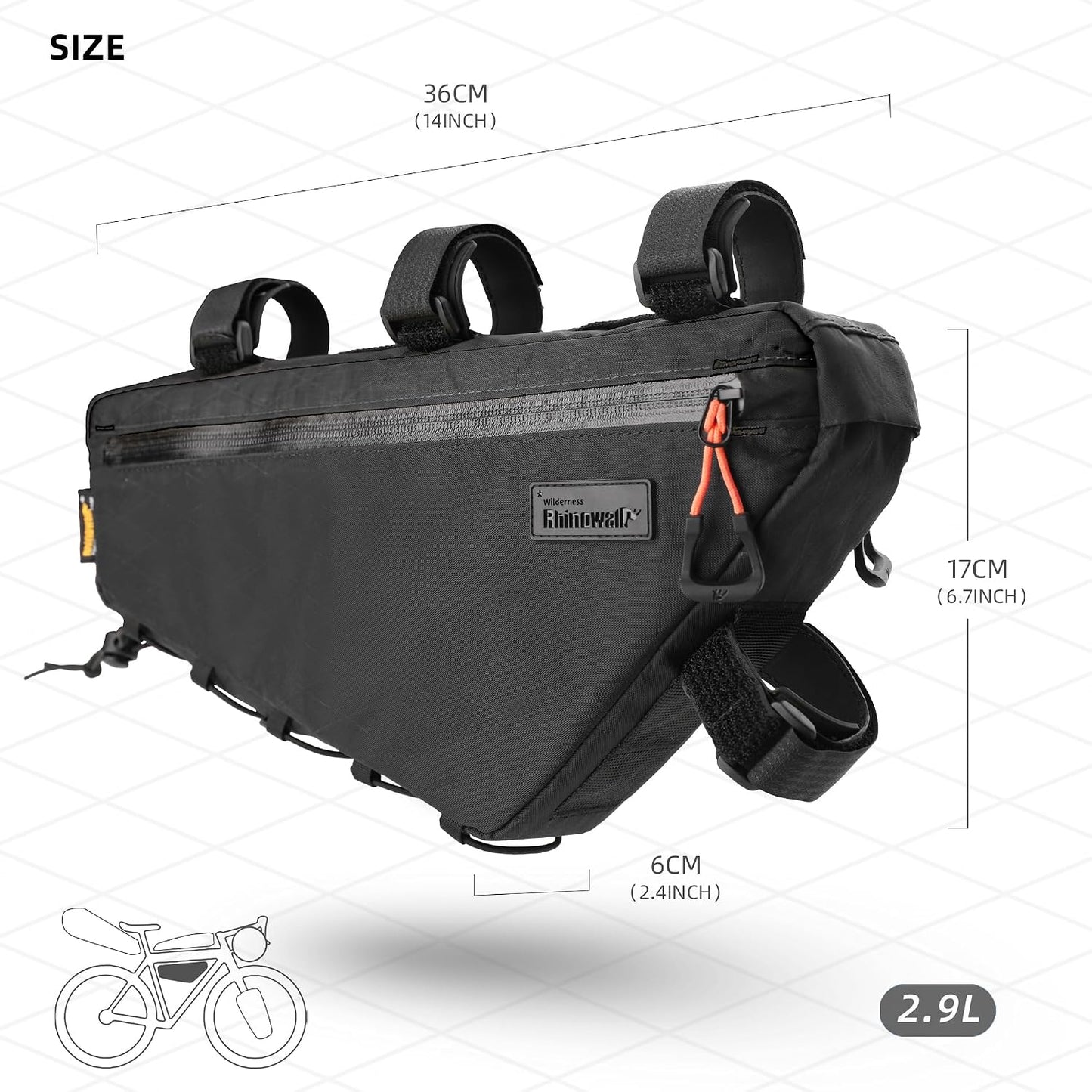 Bolsa triangular para bicicleta MTB de 2.9L