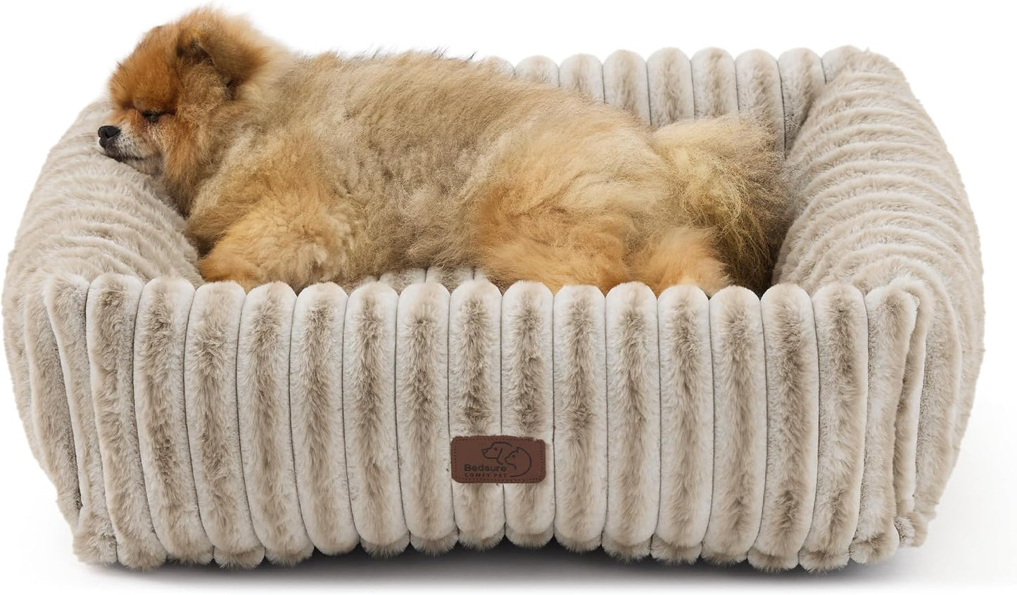 Cama para perros pequeños y medianos con forro polar 25x21x7pulg