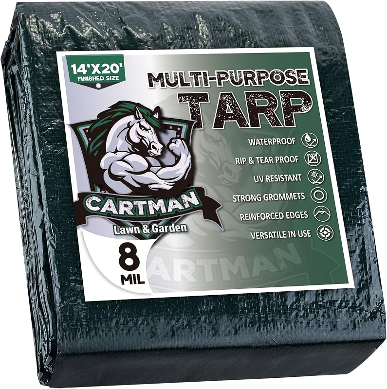 Lona verde impermeable 14x20ft 8mil multiusos