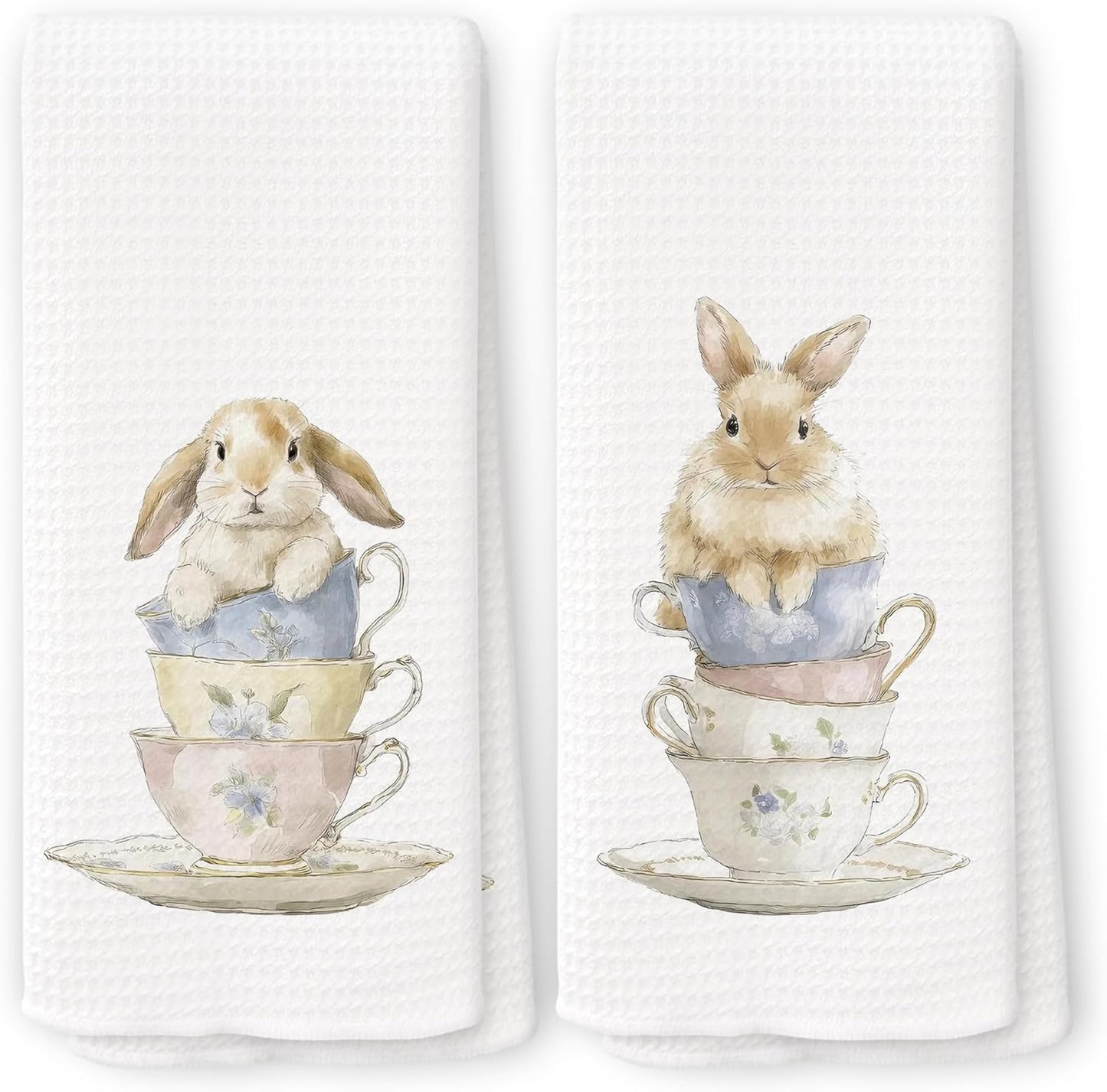 Set 2 Toallas Cocina Conejo Pascua Decorativas