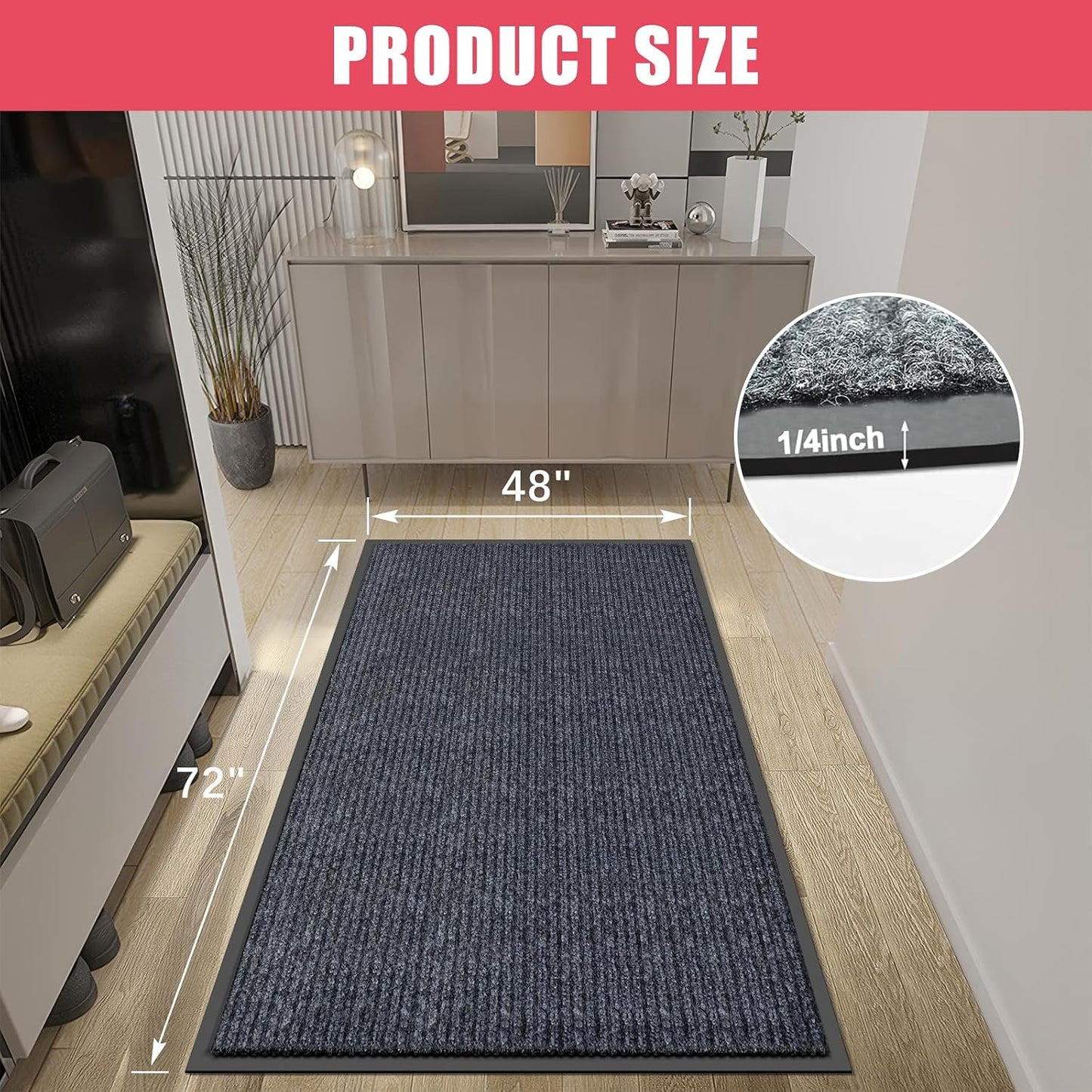 Tapete puerta 4x6ft entrada exterior goma antiderrap