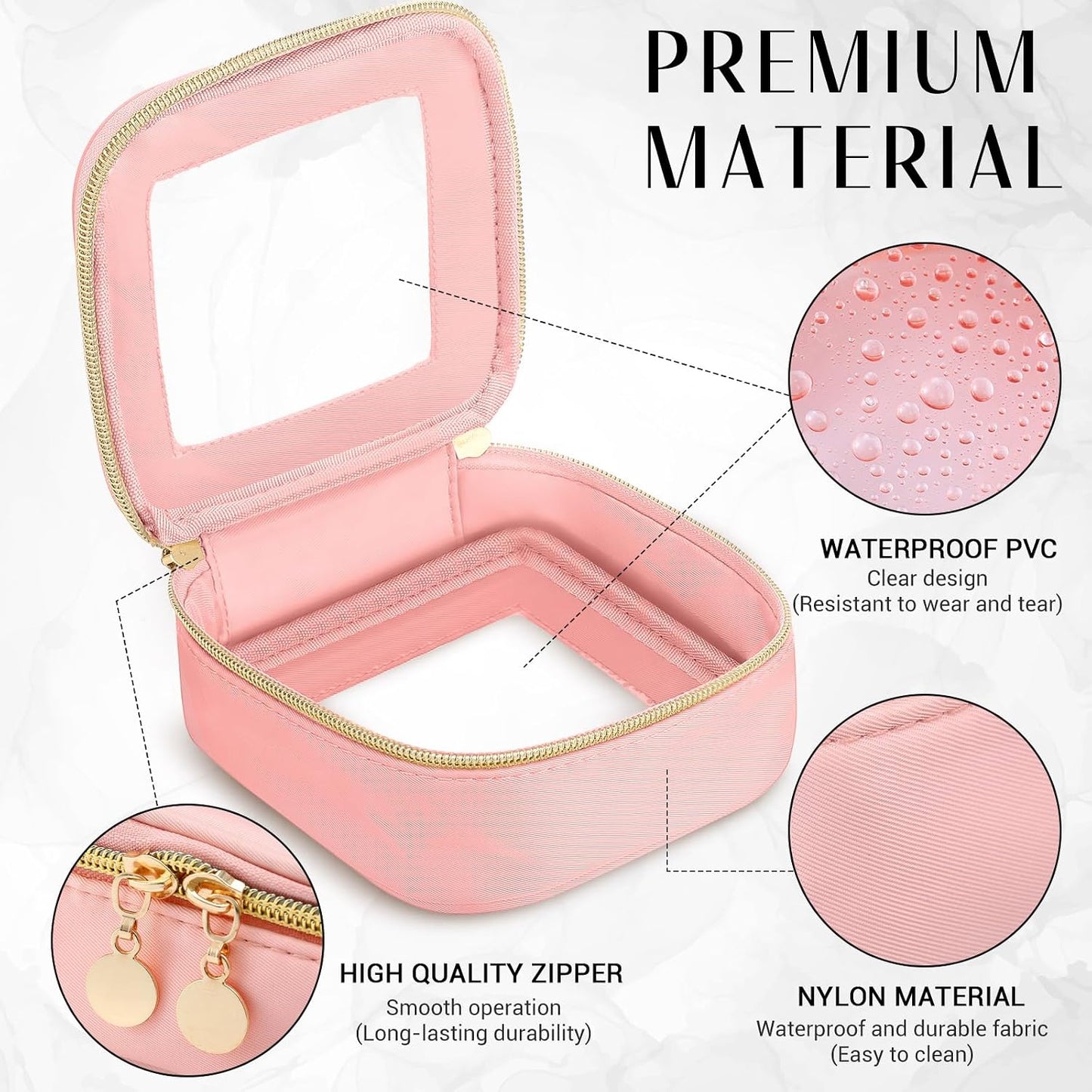 3 bolsas transparentes cosméticos viaje con cremallera