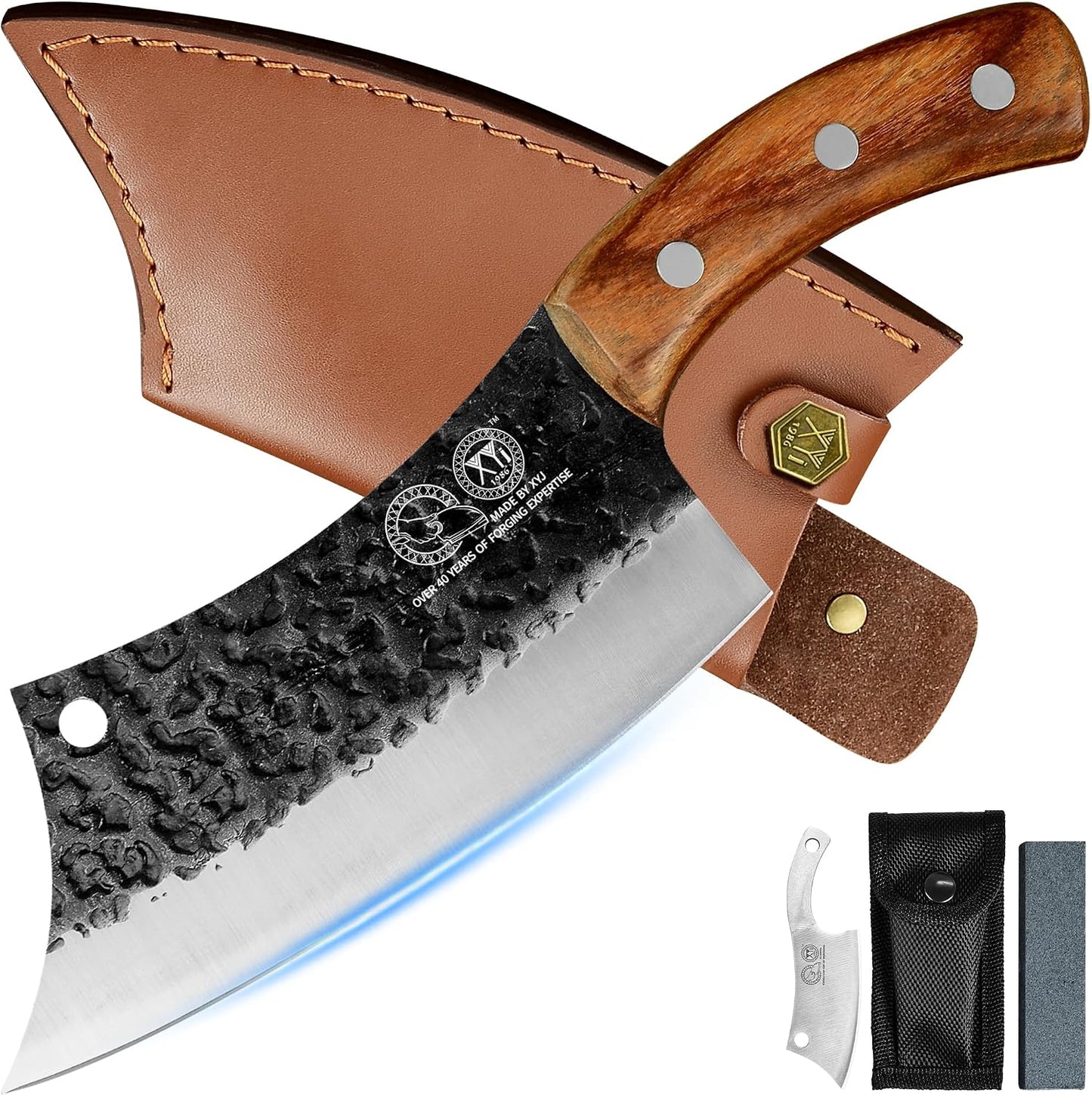 Cuchillo chef full tang 6.2pulg funda cuero carne verduras