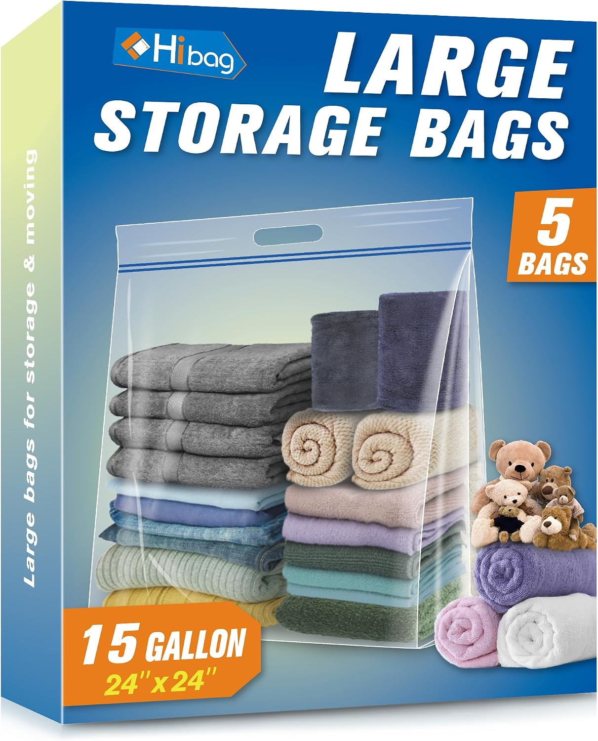 Bolsas almacenamiento 15gal transparentes resellables