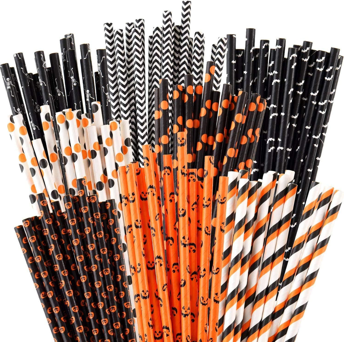 Pajitas calabaza Halloween biodegradables 7.75pulg pack 100