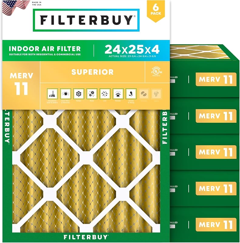 Filtro aire MERV 11 HVAC 24x25x4" plisado 6 pzas