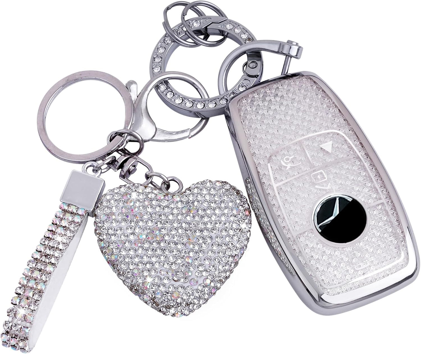 Funda llavero Mercedes con llavero plateado