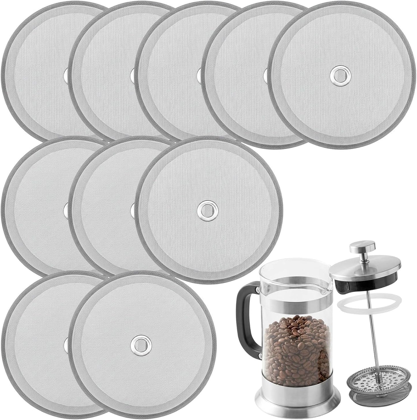 10 Filtros Premsa Francesa Acero Inox 4pulg 34oz