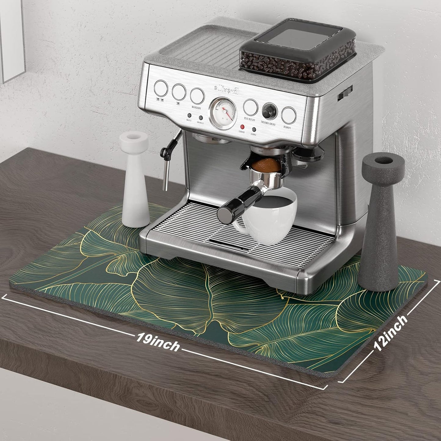 Tapete café 12x19pulg tema tropical con parte goma