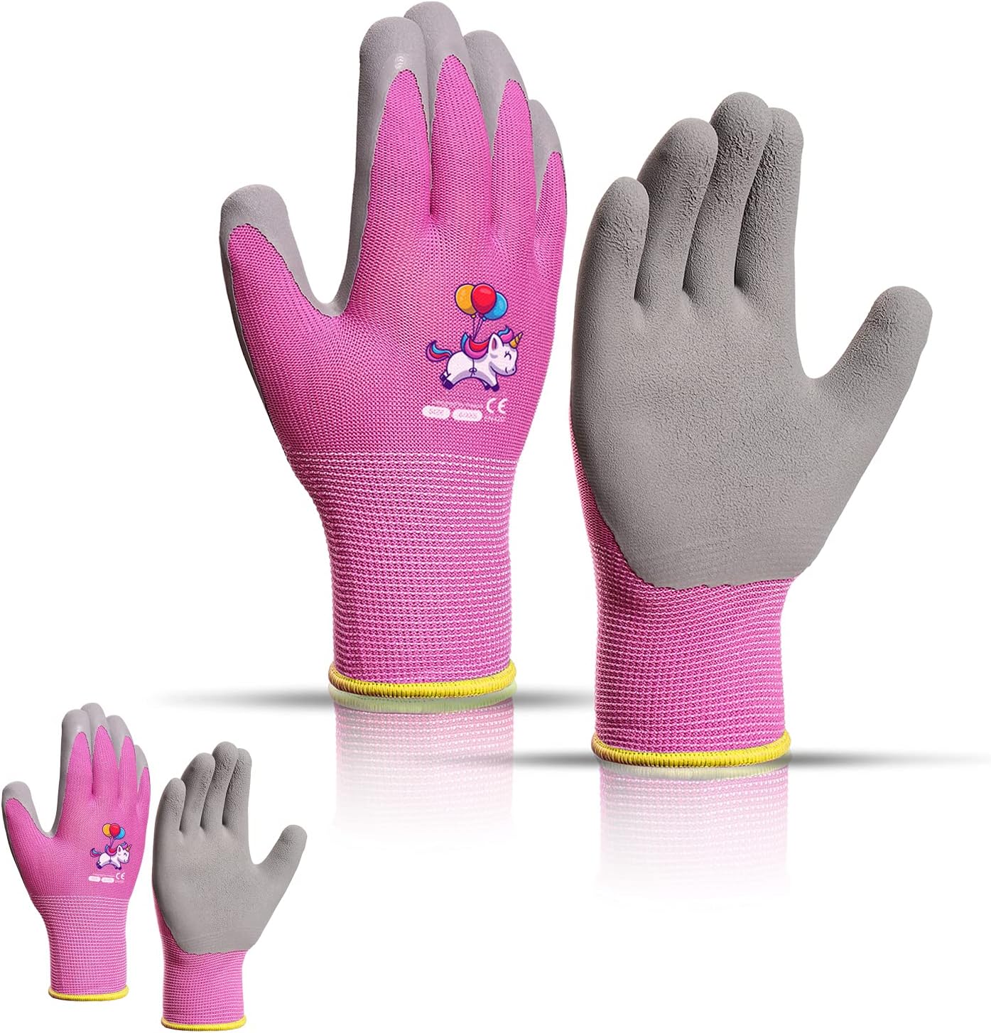 Guantes jardín niños 5-7 años suave goma unicornio rosa