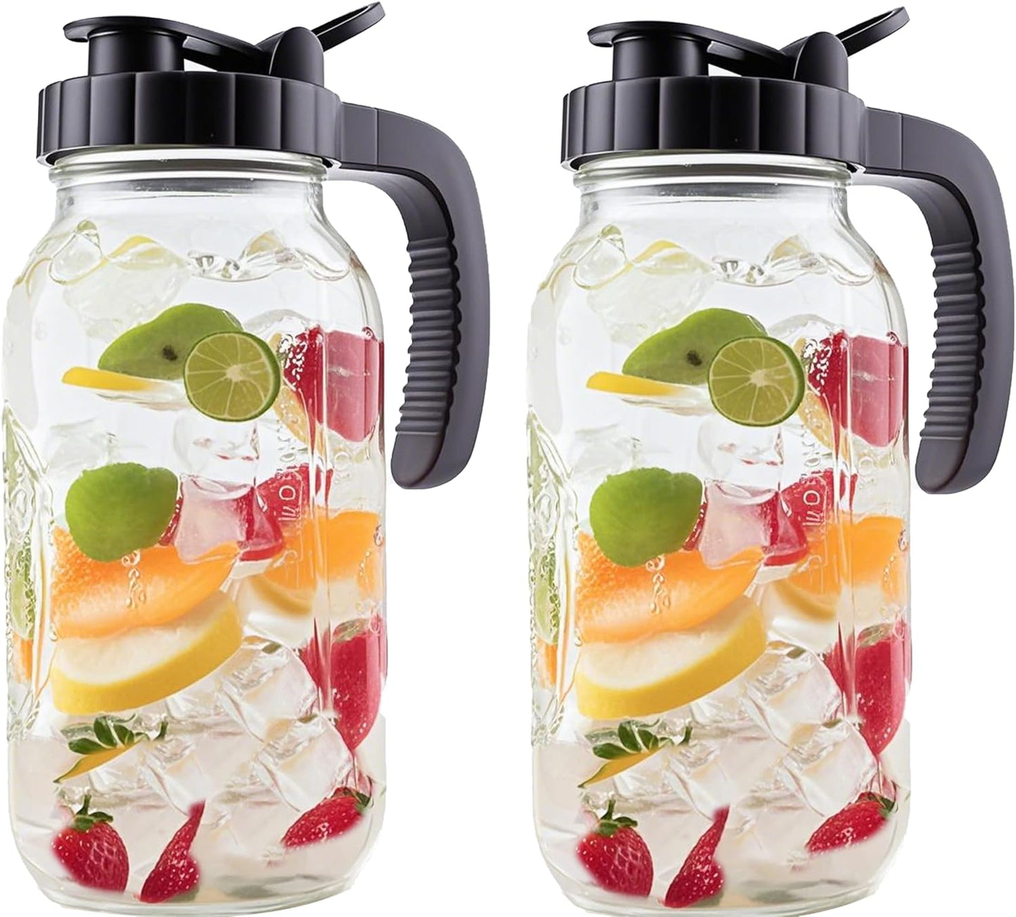 Jarra vidrio Mason 64oz boca ancha para agua té café