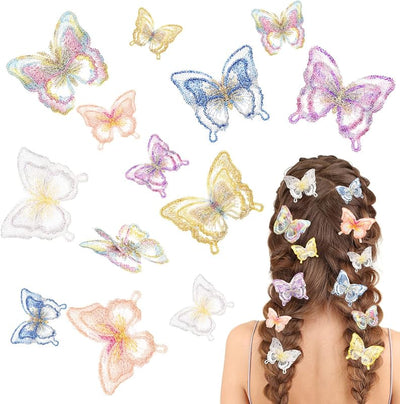 18 Pzas Horquillas Mariposa Encaje Halloween 2 Tamaños