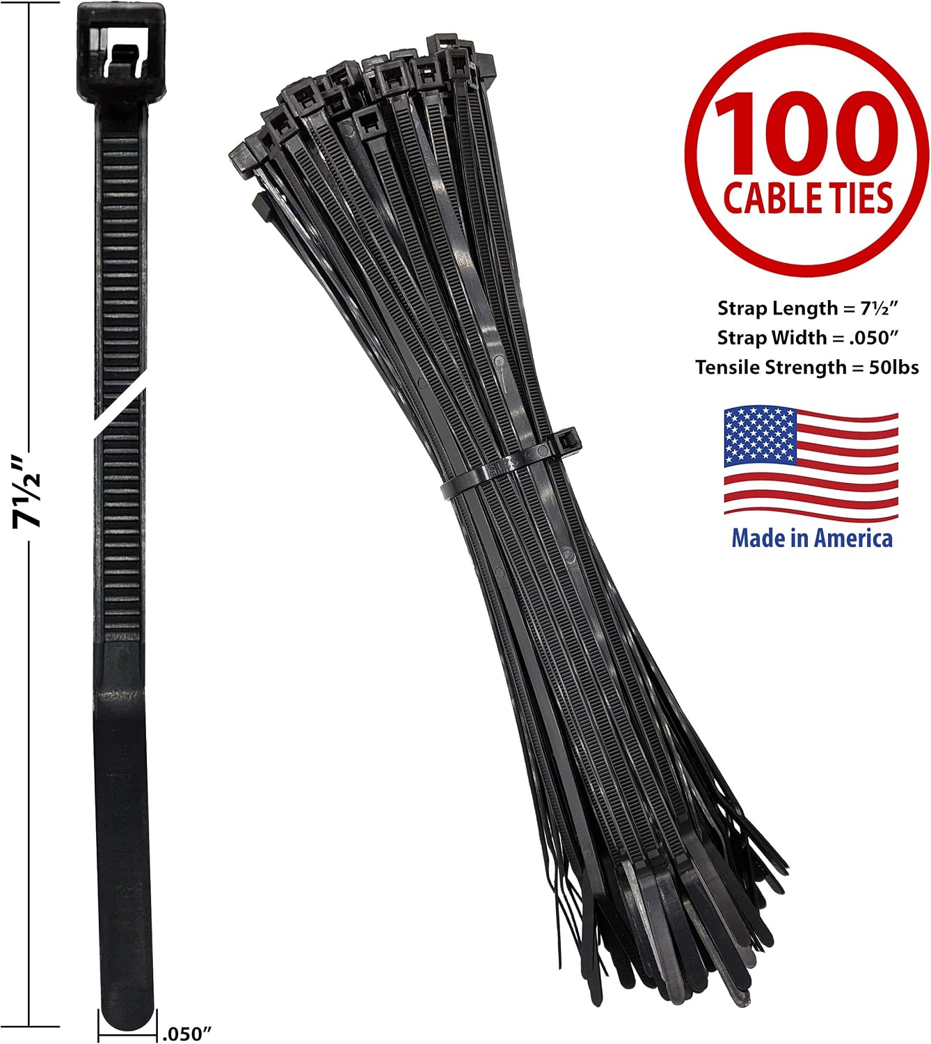 Bridas plástico resistentes UV 7.5pulg 100uds