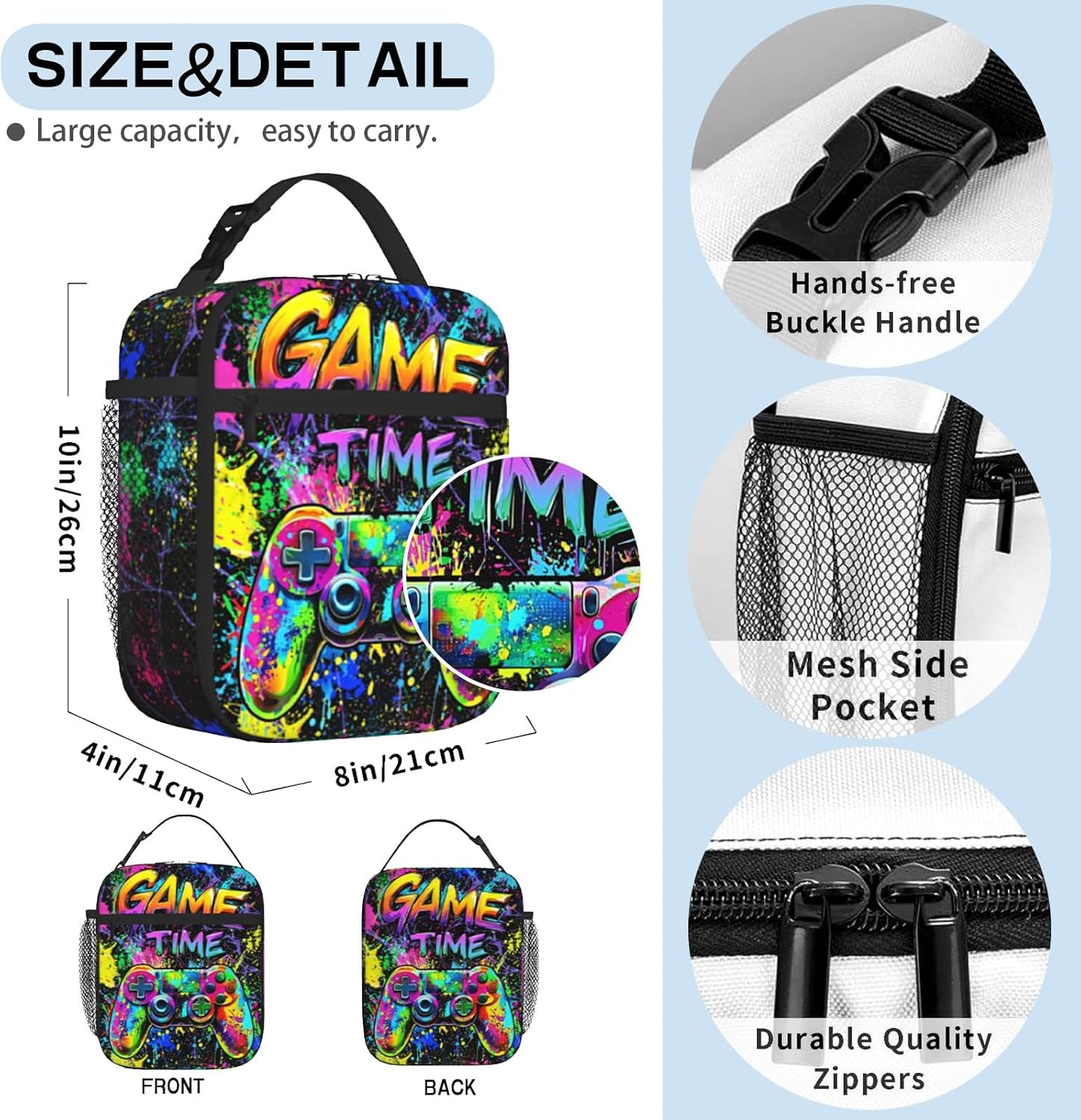 Bolsa almuerzo niños graffiti reutiliz. aislada portátil