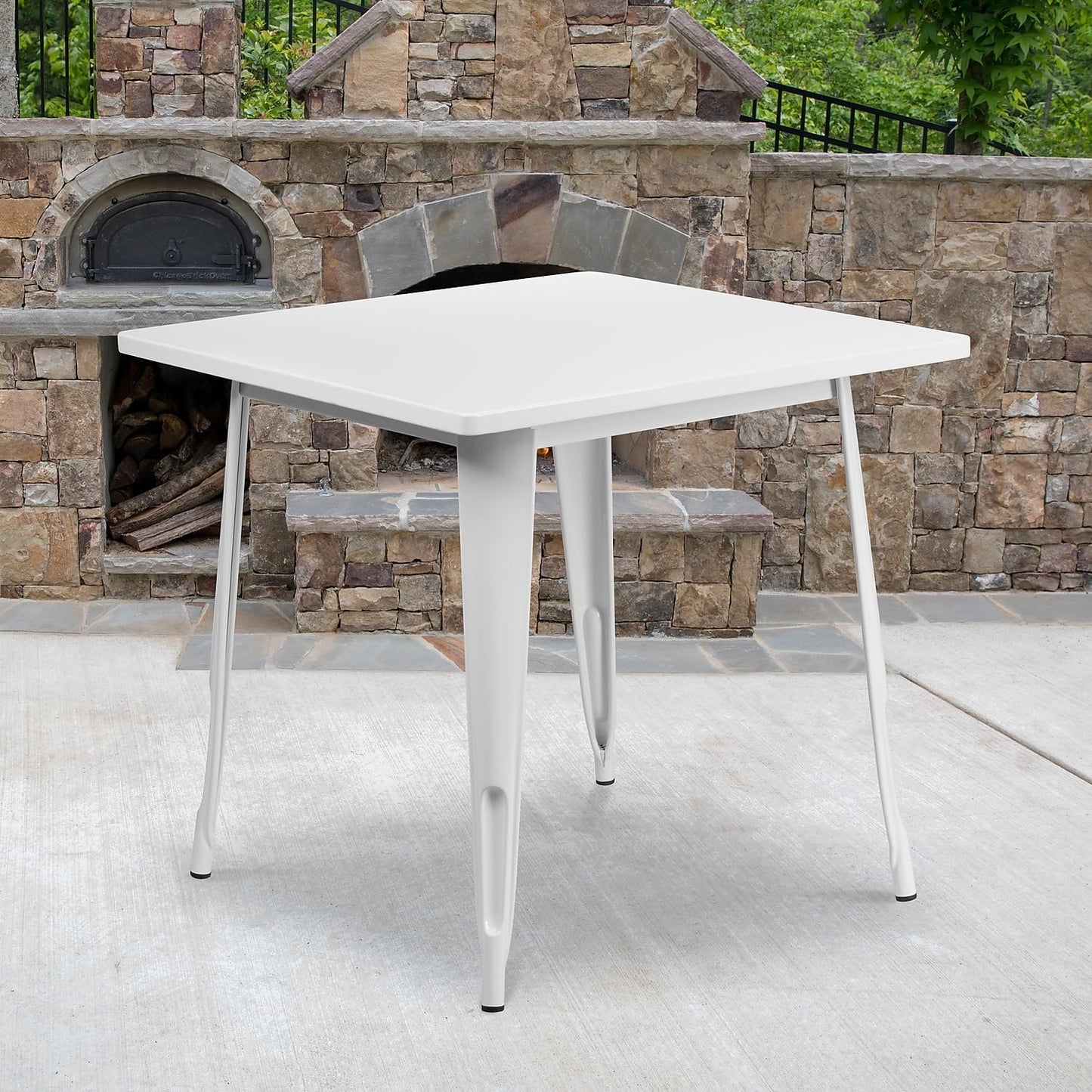 Mesa cuadrada metal blanco 31.5pulg interior exterior
