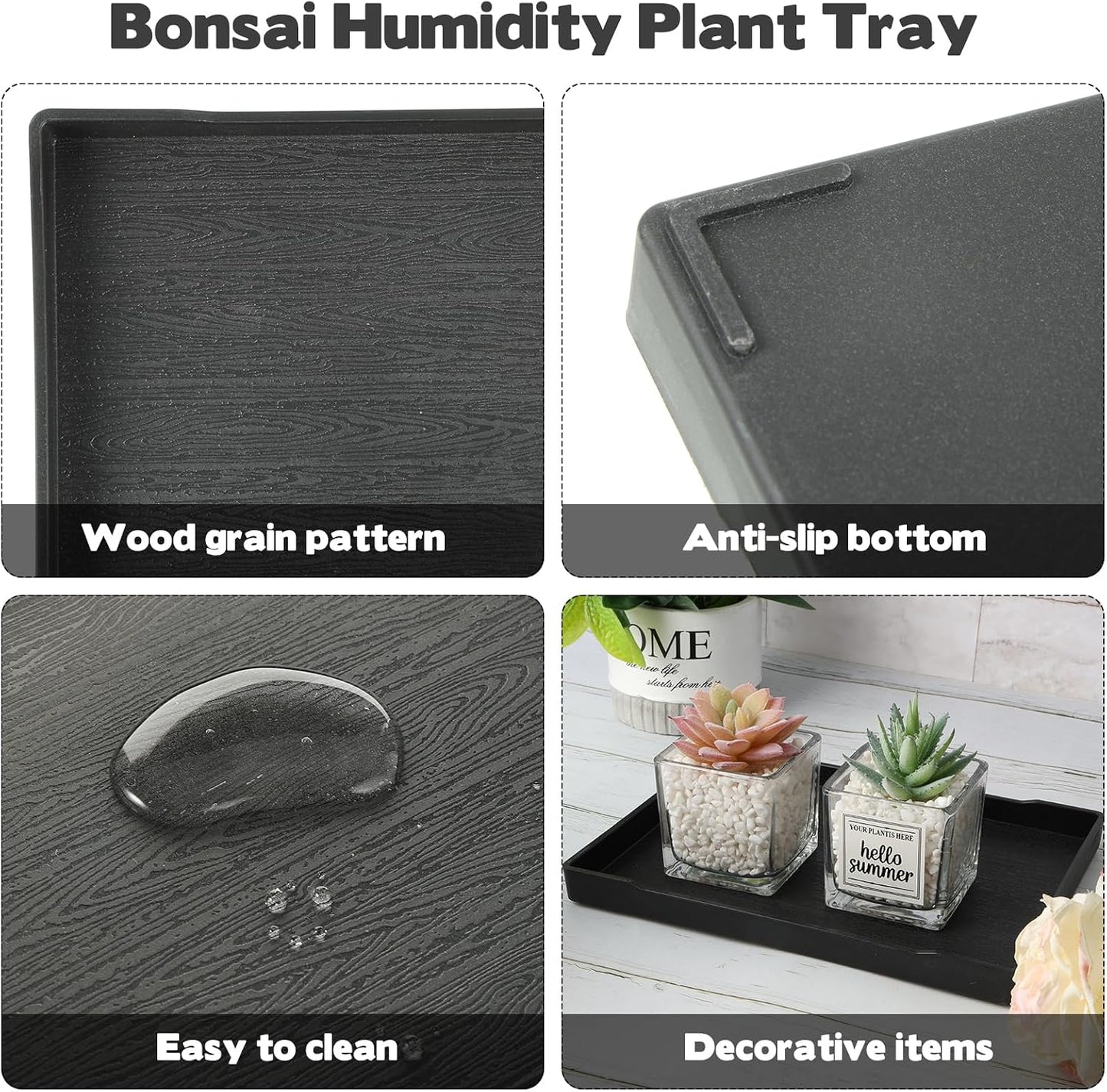 4 bandejas drenaje plástico para bonsái cactus