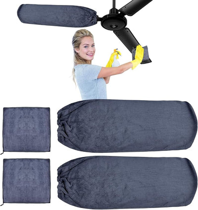 Set 4 Plumeros Ventilador Techo Microfibra Lavable Reutilizable