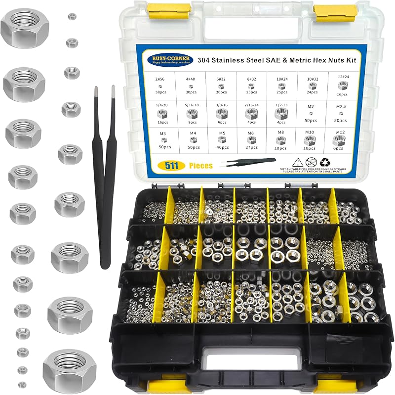 Kit Tuercas Hex Acero Inox 304 con Organiz.