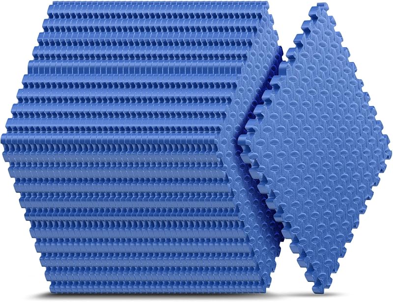 Alfombrilla EVA entrelazada gimnasio 24x24pulg azul