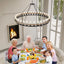 Candelabro rueda carroza 60pulg 36 luces madera roble