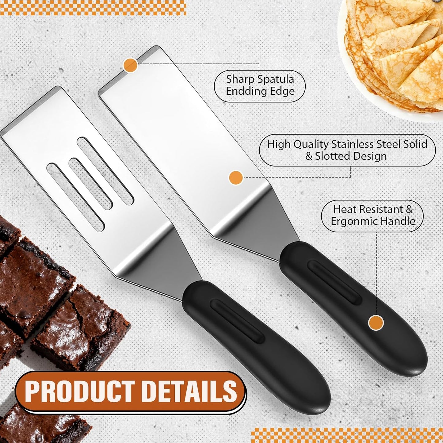 10 Espátulas Acero Inox para Cocina Servir Tornear